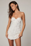 Embellished Bandeau A line Mini Dress in White
