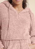 Cozy Sherpa Neck Zip Dress Peach Blush