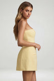 Sweetheart Neck Strapless Structured Mini Dress in Pastel Yellow