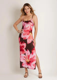 Hibiscus Floral Maxi Dress Brown Floral