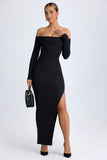 Modal Off Shoulder Open Back Maxi Dress in Black