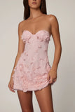 Embellished Bandeau A line Mini Dress in Ballet Pink