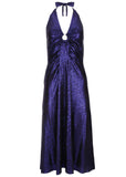 Metallic Halter Midi Dress Deep Blue