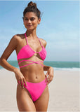 Strappy Ibiza Triangle Top Hot Pink