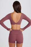 Long Sleeve Crop Top in Acai