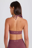 Scoop Neck Halterneck Sports Bra in Acai