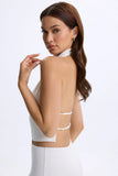 Modal Cowl Neck Open Back Top in White