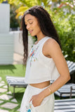 Fresh Flowers Ivory Multi Embroidered Woven Set