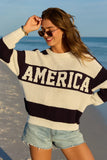 America Black And White Striped Sweater