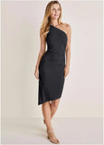 One Shoulder Dress Jet Black