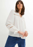 Lace Trim Blouse White
