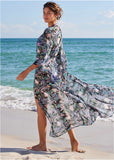 Bell Sleeve Long Cover Up Tropical Walks