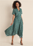 Collared Maxi Dress Green Black