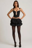Layered Bubble Hem Mid Rise Mini Skirt in Black