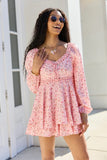 Farah Pink Floral Ruffle Trim Romper