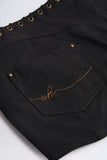 Lace Up Mid Rise Shorts in Black