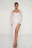 Embellished Cowl Neck Maxi Dress in Ivory
