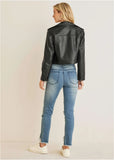 Faux Leather Moto Jacket Jet Black