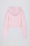 Soft Knit Zip Up Cropped Hoodie in Soft Pink