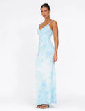 GUILIANNA FRILL MAXI DRESS BLUE FLORAL TAPESTRY
