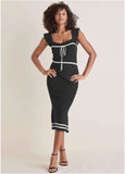 Ruffle Contrast Midi Dress Jet Black