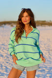 Sunday Stripe Club Green And Blue Quarter Zip