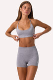 Super Sculpt Seamless Crossback Sports Bra in Grey Marl