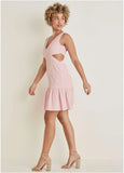 Fluted Satin Mini Dress Lilac