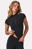 Soft Active Quarter Zip Top in Black