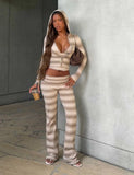 MARISSA FOLDOVER KNIT PANT TAUPE OMBRE STRIPE
