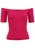 Off The Shoulder Sweater Dark Pink