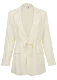 Linen Drawstring Blazer Off White