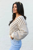 Samara Checkered And Stripes Brown And Cream Cardigan SALE