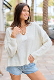 Mckenzie Ivory Open Knit V Neck Sweater