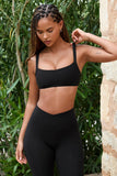 Soft Active Seam Detail Sports Bra in Black
