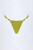 Bead Embellished Cheeky Bikini Bottoms in Olive Green