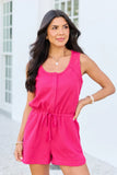 Casual Charm Pink Button Front Romper