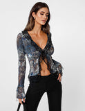 ZELDA TOP BLACK ABSTRACT