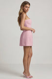 Sweetheart Neck Strapless Structured Mini Dress in Soft Pink