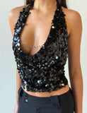 ZANA TOP BLACK SEQUIN