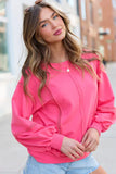Sadie Hot Pink Eyelet Trim Pullover