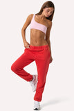 Brushed Jersey Oversized Joggers in Red