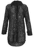 Lace Cover Up Button Down Jet Black