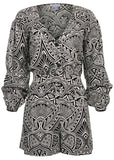 Linen Printed Romper Modern Folk Bicolor