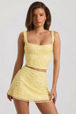Embellished Low Rise Mini Skirt in Yellow