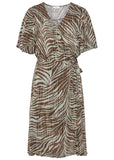 Flutter Sleeve Dress Brown Multi