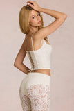 Lace Soft Scoop Boned Corset Top in Pearl