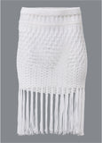 Fringe Mini Skirt Pearl White