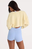 Ribbed Knit Cropped Shrug in Lemon