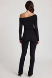 Modal Off Shoulder Long Sleeve Jumpsuit in Black